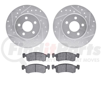 Dynamic Friction Company 7502-40140 Rotors-Drilled and Slotted-Silver with 5000 Advanced Brake Pads