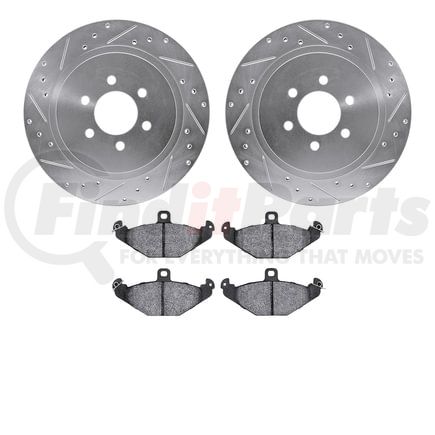 Dynamic Friction Company 7502-40127 Rotors-Drilled and Slotted-Silver with 5000 Advanced Brake Pads