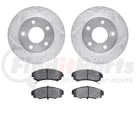 Dynamic Friction Company 7502-45054 Rotors-Drilled and Slotted-Silver with 5000 Advanced Brake Pads