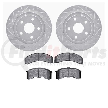Dynamic Friction Company 7502-52042 Rotors-Drilled and Slotted-Silver with 5000 Advanced Brake Pads
