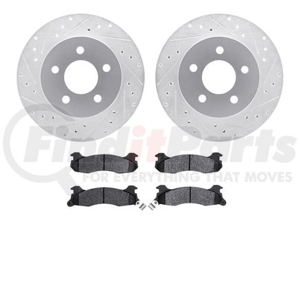 Dynamic Friction Company 7502-55078 Rotors-Drilled and Slotted-Silver with 5000 Advanced Brake Pads