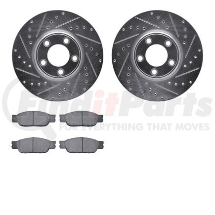 Dynamic Friction Company 7502-54370 Rotors-Drilled and Slotted-Silver with 5000 Advanced Brake Pads