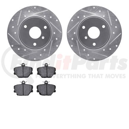 Dynamic Friction Company 7502-63053 Rotors-Drilled and Slotted-Silver with 5000 Advanced Brake Pads