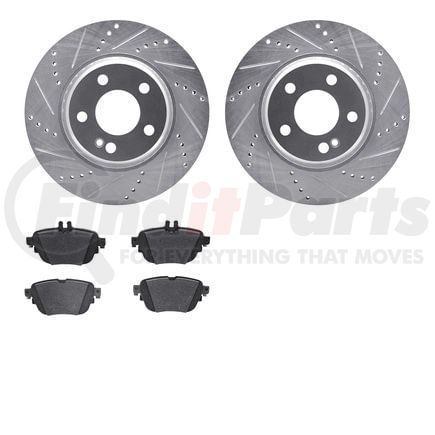 Dynamic Friction Company 7502-63064 Rotors-Drilled and Slotted-Silver with 5000 Advanced Brake Pads