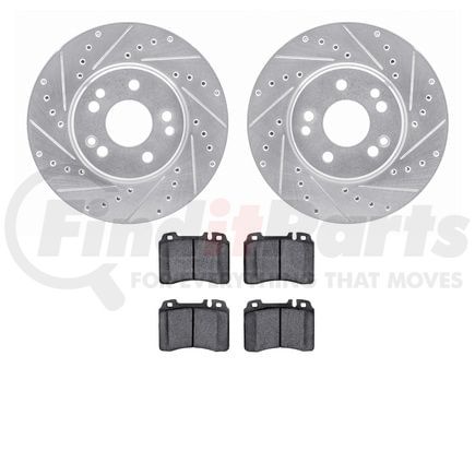 Dynamic Friction Company 7502-63206 Rotors-Drilled and Slotted-Silver with 5000 Advanced Brake Pads