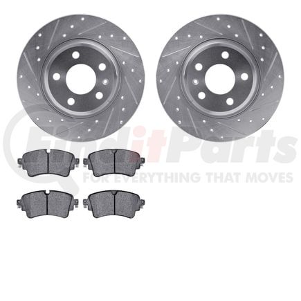 Dynamic Friction Company 7502-73068 Rotors-Drilled and Slotted-Silver with 5000 Advanced Brake Pads