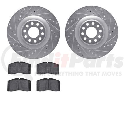 Dynamic Friction Company 7502-73033 Rotors-Drilled and Slotted-Silver with 5000 Advanced Brake Pads