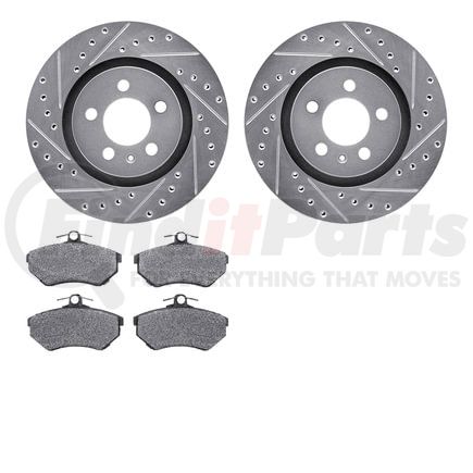 Dynamic Friction Company 7502-74012 Rotors-Drilled and Slotted-Silver with 5000 Advanced Brake Pads