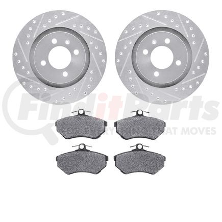 Dynamic Friction Company 7502-74011 Rotors-Drilled and Slotted-Silver with 5000 Advanced Brake Pads