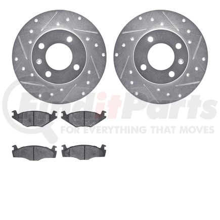 Dynamic Friction Company 7502-74078 Rotors-Drilled and Slotted-Silver with 5000 Advanced Brake Pads