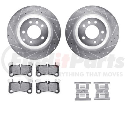 Dynamic Friction Company 7512-02016 Brake Rotor - Drilled & Slotted - Silver w/5000 Brake Pads & HW Kit