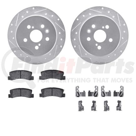 Dynamic Friction Company 7512-76024 Rotors-Drilled & Slotted-Silver w/ 5000 Advanced Brake Pads Incl Hdw