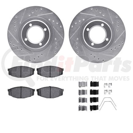 Dynamic Friction Company 7512-76025 Rotors-Drilled & Slotted-Silver w/ 5000 Advanced Brake Pads Incl Hdw