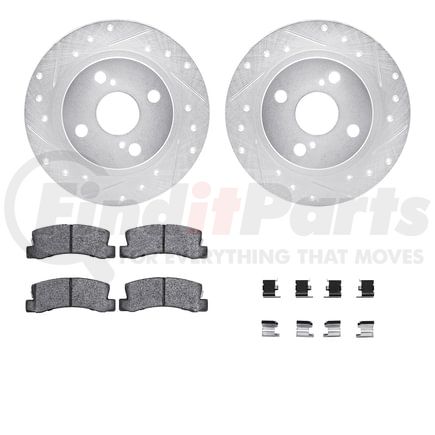 Dynamic Friction Company 7512-76031 Rotors-Drilled & Slotted-Silver w/ 5000 Advanced Brake Pads Incl Hdw