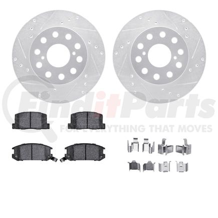 Dynamic Friction Company 7512-76043 Rotors-Drilled & Slotted-Silver w/ 5000 Advanced Brake Pads Incl Hdw