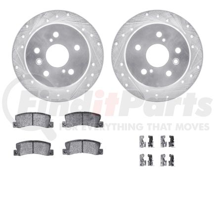 Dynamic Friction Company 7512-76056 Rotors-Drilled & Slotted-Silver w/ 5000 Advanced Brake Pads Incl Hdw
