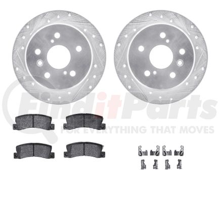 Dynamic Friction Company 7512-76057 Rotors-Drilled & Slotted-Silver w/ 5000 Advanced Brake Pads Incl Hdw