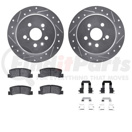 Dynamic Friction Company 7512-76069 Rotors-Drilled & Slotted-Silver w/ 5000 Advanced Brake Pads Incl Hdw