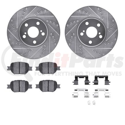 Dynamic Friction Company 7512-76082 Rotors-Drilled & Slotted-Silver w/ 5000 Advanced Brake Pads Incl Hdw