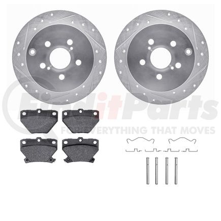 Dynamic Friction Company 7512-76084 Rotors-Drilled & Slotted-Silver w/ 5000 Advanced Brake Pads Incl Hdw