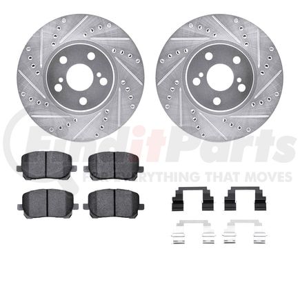 Dynamic Friction Company 7512-76083 Rotors-Drilled & Slotted-Silver w/ 5000 Advanced Brake Pads Incl Hdw