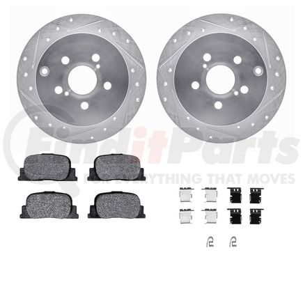 Dynamic Friction Company 7512-76085 Rotors-Drilled & Slotted-Silver w/ 5000 Advanced Brake Pads Incl Hdw