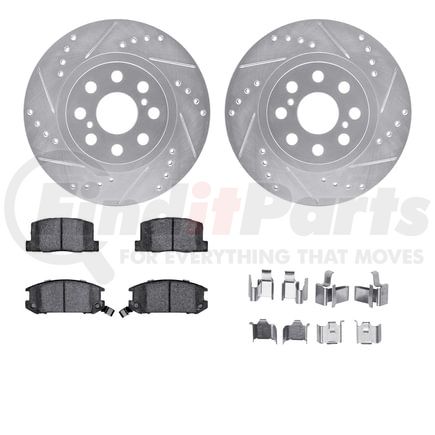 Dynamic Friction Company 7512-76092 Rotors-Drilled & Slotted-Silver w/ 5000 Advanced Brake Pads Incl Hdw