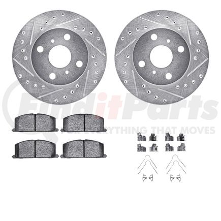 Dynamic Friction Company 7512-76106 Rotors-Drilled & Slotted-Silver w/ 5000 Advanced Brake Pads Incl Hdw