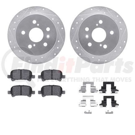 Dynamic Friction Company 7512-76120 Rotors-Drilled & Slotted-Silver w/ 5000 Advanced Brake Pads Incl Hdw