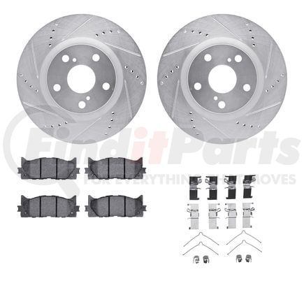 Dynamic Friction Company 7512-76132 Rotors-Drilled & Slotted-Silver w/ 5000 Advanced Brake Pads Incl Hdw
