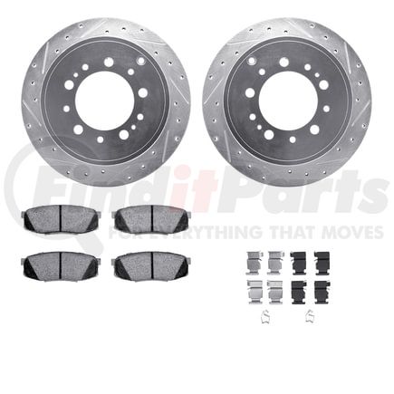 Dynamic Friction Company 7512-76163 Brake Rotor - Dimpled & Slotted - Silver w/5000 Brake Pads & HW Kit