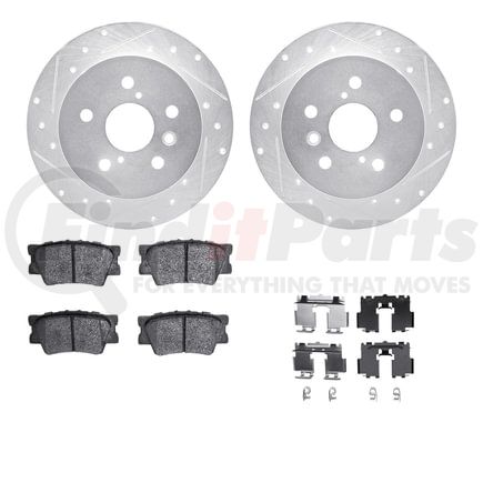 Dynamic Friction Company 7512-76187 Rotors-Drilled & Slotted-Silver w/ 5000 Advanced Brake Pads Incl Hdw