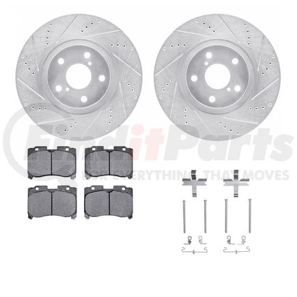 Dynamic Friction Company 7512-76380 Rotors-Drilled & Slotted-Silver w/ 5000 Advanced Brake Pads Incl Hdw
