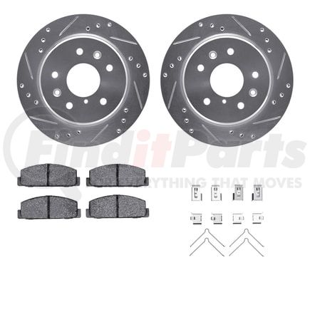 Dynamic Friction Company 7512-80008 Rotors-Drilled & Slotted-Silver w/ 5000 Advanced Brake Pads Incl Hdw