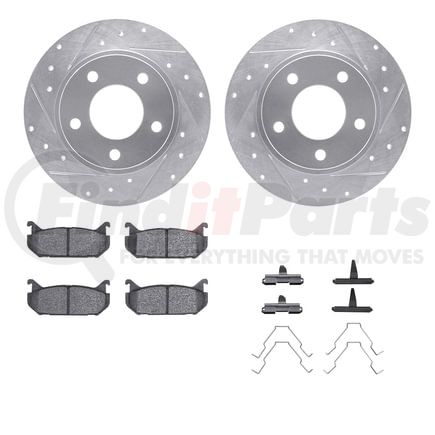 Dynamic Friction Company 7512-80019 Rotors-Drilled & Slotted-Silver w/ 5000 Advanced Brake Pads Incl Hdw