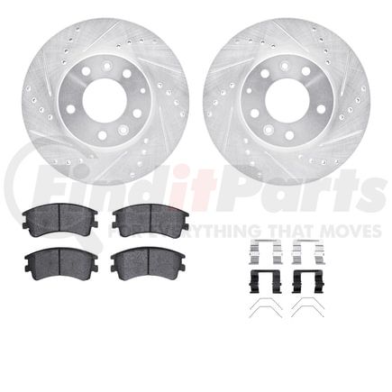 Dynamic Friction Company 7512-80028 Rotors-Drilled & Slotted-Silver w/ 5000 Advanced Brake Pads Incl Hdw