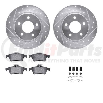 Dynamic Friction Company 7512-80031 Rotors-Drilled & Slotted-Silver w/ 5000 Advanced Brake Pads Incl Hdw