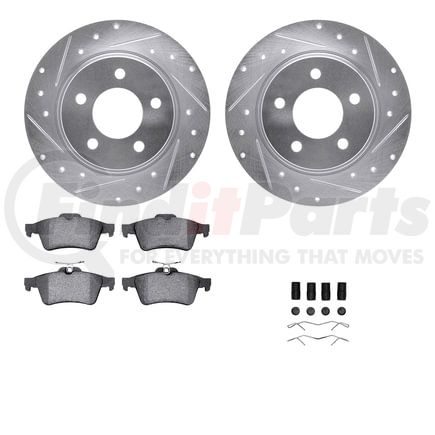 Dynamic Friction Company 7512-80032 Rotors-Drilled & Slotted-Silver w/ 5000 Advanced Brake Pads Incl Hdw