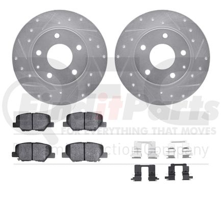 Dynamic Friction Company 7512-80041 Rotors-Drilled & Slotted-Silver w/ 5000 Advanced Brake Pads Incl Hdw