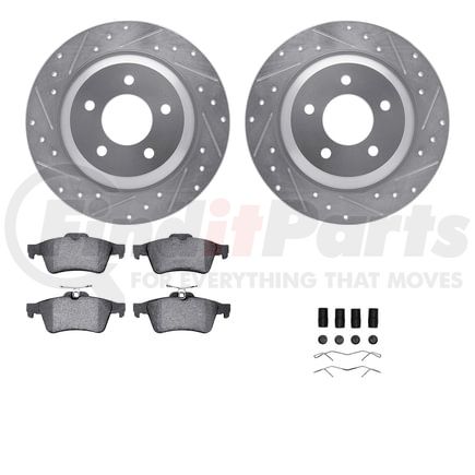 Dynamic Friction Company 7512-80053 Rotors-Drilled & Slotted-Silver w/ 5000 Advanced Brake Pads Incl Hdw