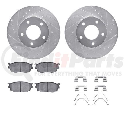 Dynamic Friction Company 7512-80137 Rotors-Drilled & Slotted-Silver w/ 5000 Advanced Brake Pads Incl Hdw