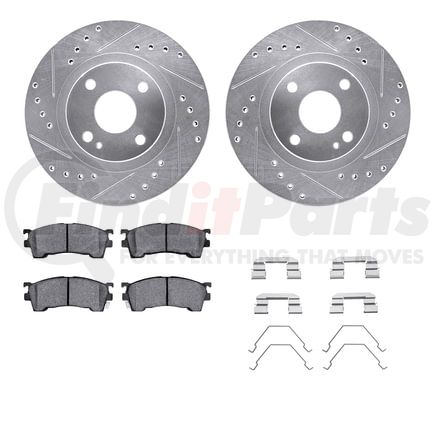 Dynamic Friction Company 7512-80163 Rotors-Drilled & Slotted-Silver w/ 5000 Advanced Brake Pads Incl Hdw