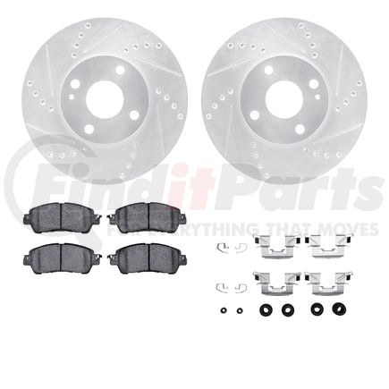 Dynamic Friction Company 7512-91005 Rotors-Drilled & Slotted-Silver w/ 5000 Advanced Brake Pads Incl Hdw