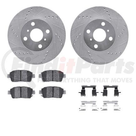 Dynamic Friction Company 7512-91004 Rotors-Drilled & Slotted-Silver w/ 5000 Advanced Brake Pads Incl Hdw