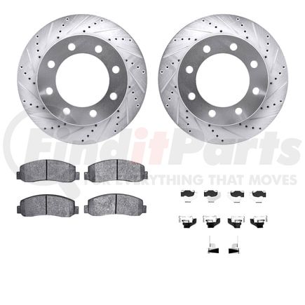 Dynamic Friction Company 7512-99570 Rotors-Drilled & Slotted-Silver w/ 5000 Advanced Brake Pads Incl Hdw