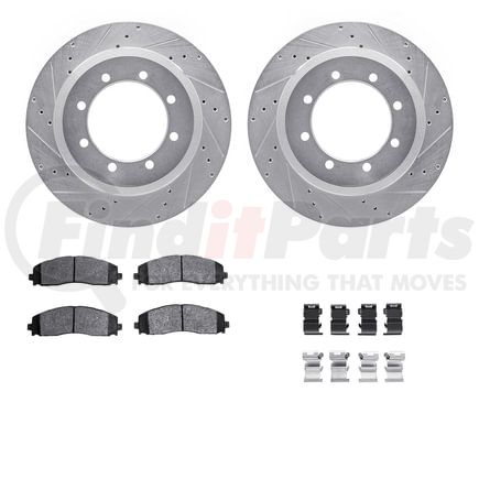 Dynamic Friction Company 7512-99681 Rotors-Drilled & Slotted-Silver w/ 5000 Advanced Brake Pads Incl Hdw