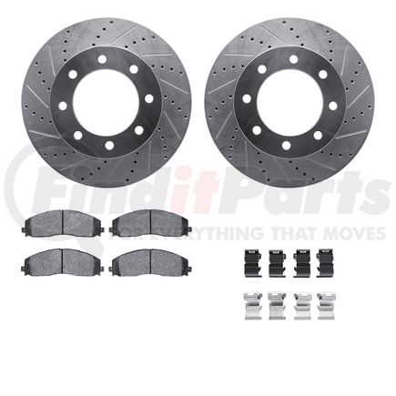 Dynamic Friction Company 7512-99675 Rotors-Drilled & Slotted-Silver w/ 5000 Advanced Brake Pads Incl Hdw