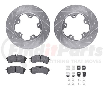 Dynamic Friction Company 7512-99690 Rotors-Drilled & Slotted-Silver w/ 5000 Advanced Brake Pads Incl Hdw