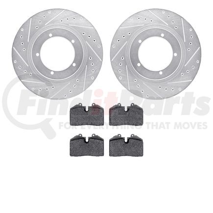 Dynamic Friction Company 7602-02008 Rotors-Drilled and Slotted-Silver with 5000 Euro Ceramic Brake Pads