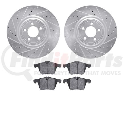 Dynamic Friction Company 7602-20017 Rotors-Drilled and Slotted-Silver with 5000 Euro Ceramic Brake Pads